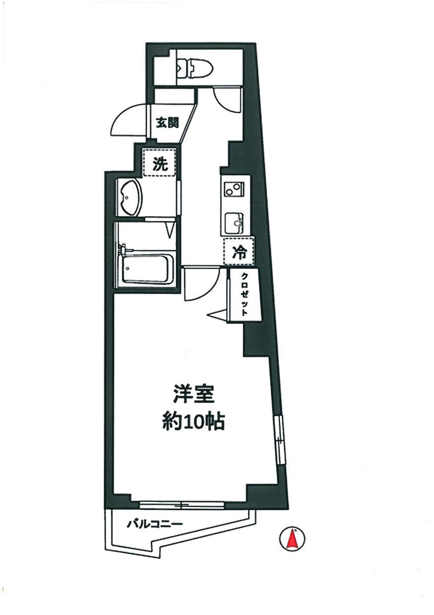 サンミドル新中野(1K/3階)の間取り写真