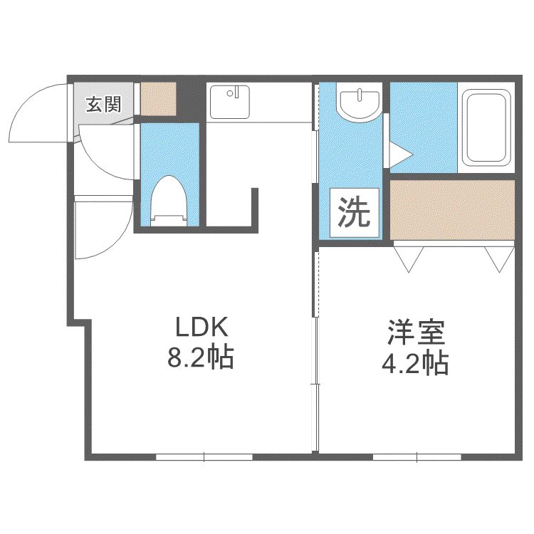 REN・FAULT豊平(1LDK/2階)の間取り写真