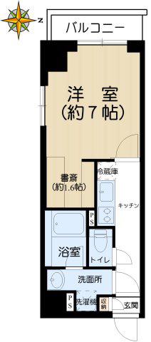 グランレスト文京茗荷谷(1SK/3階)の間取り写真