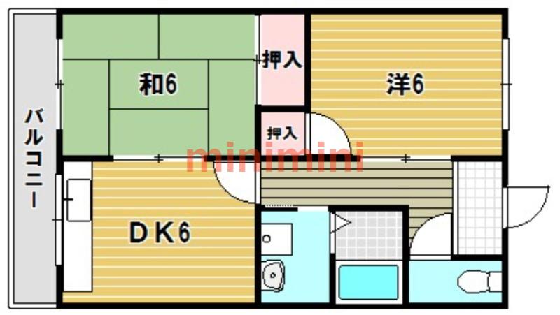 ステラカーサI(2DK/1階)の間取り写真