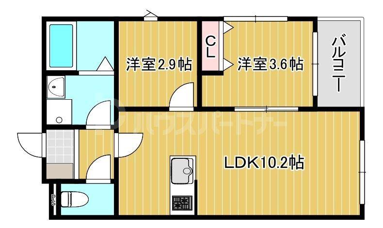 VILLA AVENIR(2LDK/3階)の間取り写真