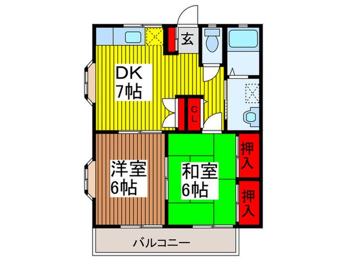 エスポワールHIRAN0(2DK/1階)の間取り写真