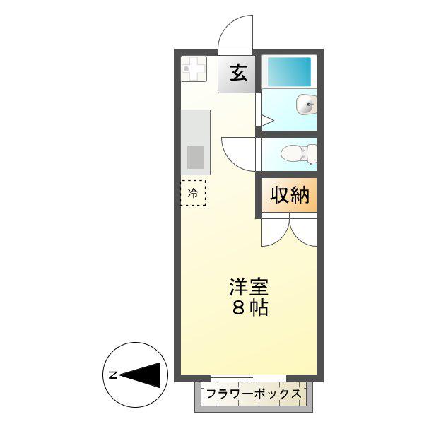 エステートピア神村ウエスト(ワンルーム/2階)の間取り写真
