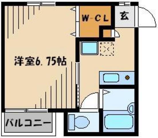 ＪＲ埼京線 与野本町駅 徒歩9分 2階建 築25年(1K/2階)の間取り写真