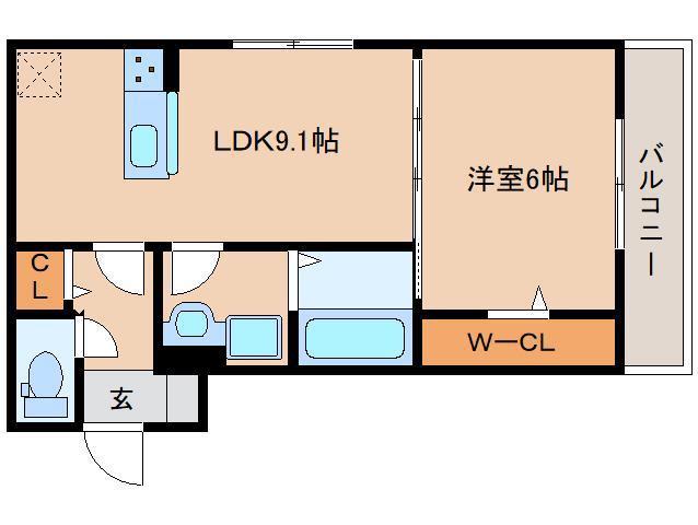 スリジエ新大宮(1LDK/3階)の間取り写真