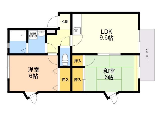 ティアラ新飼 A(2LDK/2階)の間取り写真