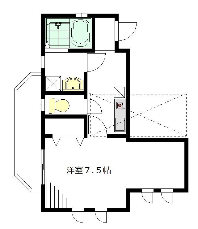 アルカディア下北沢(1SK/2階)の間取り写真