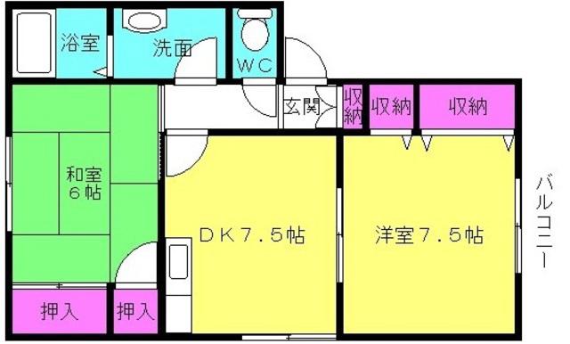 ディアス中筋(2DK/2階)の間取り写真