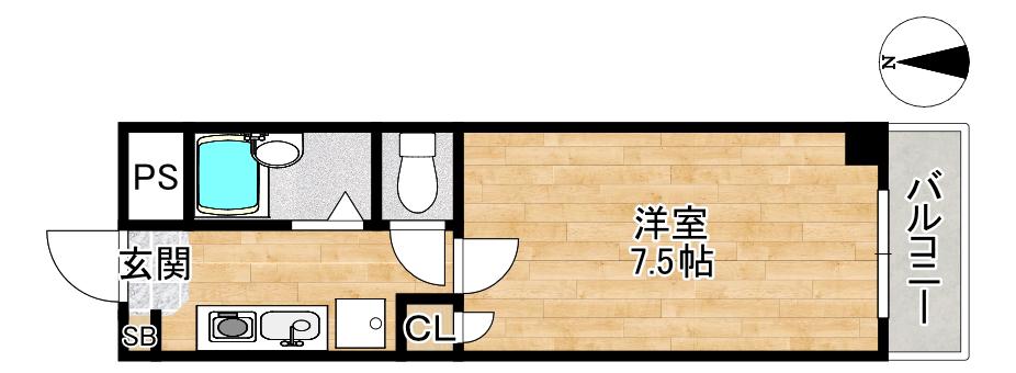 グリーンライフ箕面(1K/4階)の間取り写真