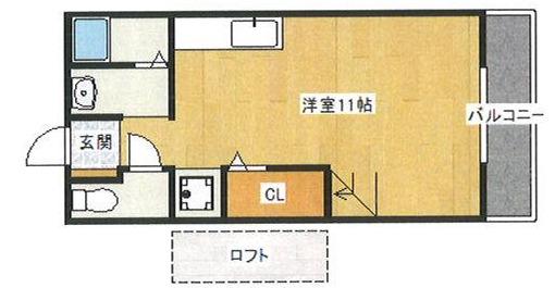 クレアハイム大谷(ワンルーム/2階)の間取り写真