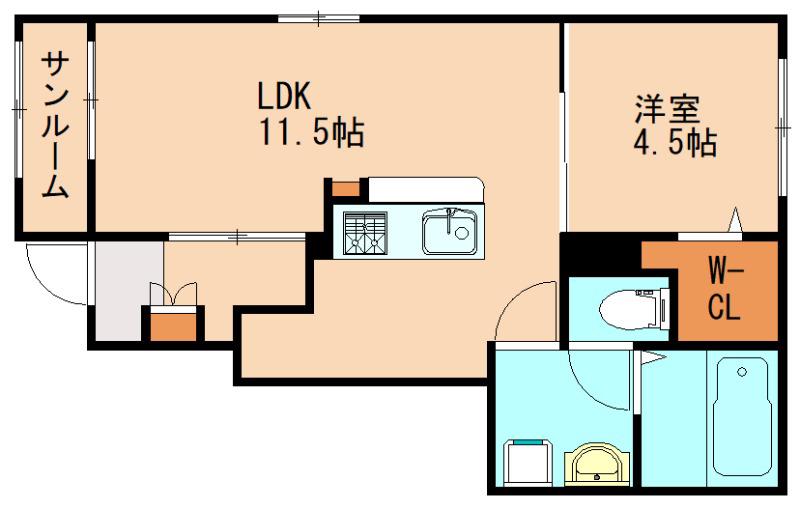 LOTUS I(1LDK/1階)の間取り写真