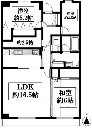 フルセイル権太坂(3SLDK/5階)の間取り写真