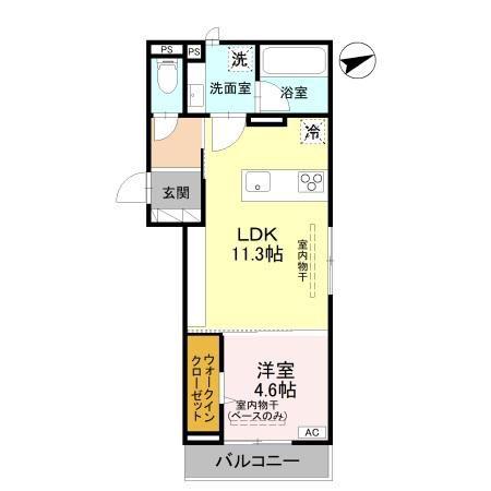D-ROOM福住B(1LDK/2階)の間取り写真