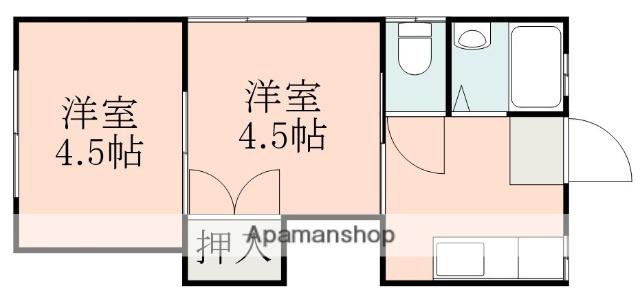 迫田アパート(2K/2階)の間取り写真