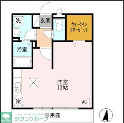 リースランド伊都 Ⅱ(ワンルーム/1階)の間取り写真