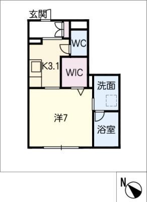 AMETHYST(1K/1階)の間取り写真
