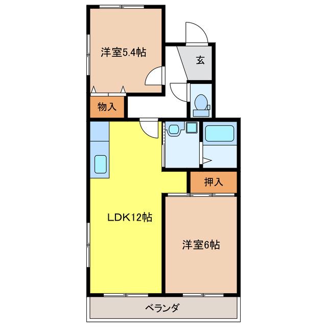 ハレルアナ(2LDK/3階)の間取り写真