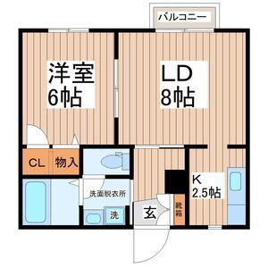 フレア・ミナミ(1LDK/2階)の間取り写真