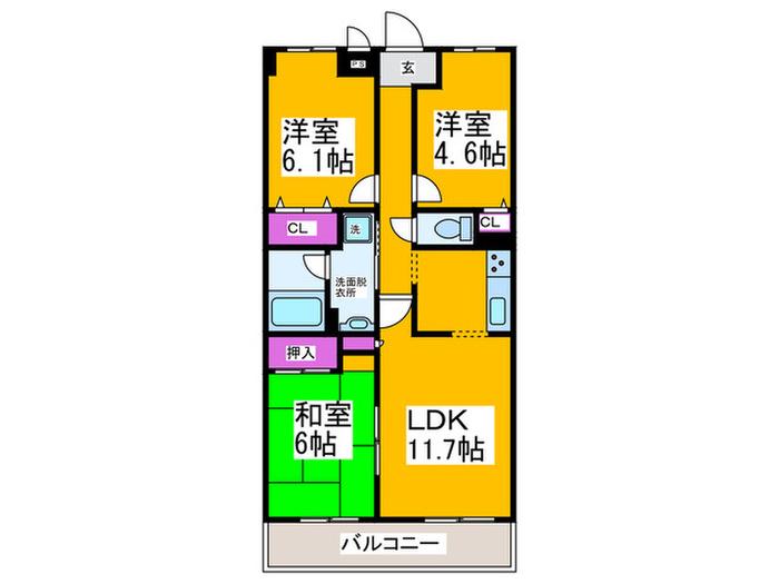 スペリオシティ泉北深井(3LDK/7階)の間取り写真