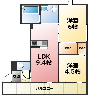 L OISEAU BLUE甲子園(2LDK/3階)の間取り写真