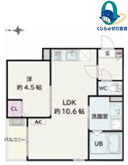 JACK GOBANI(1LDK/1階)の間取り写真
