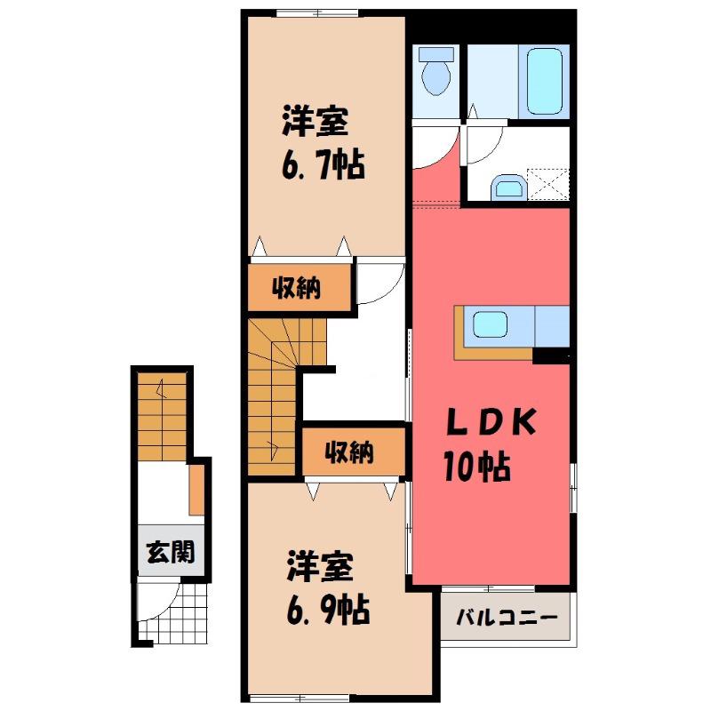 シェモア II(2LDK/2階)の間取り写真