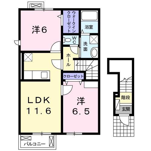 ブロード ガーデンIII(2LDK/2階)の間取り写真