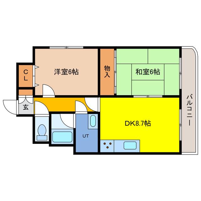 朝日プラザステーションスクエア千歳I(2DK/1階)の間取り写真