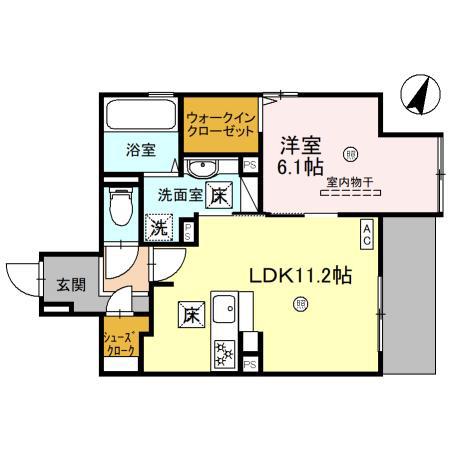 ユニヴェール千里中央(1LDK/2階)の間取り写真