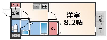 M-FLAT衣摺2(1K/1階)の間取り写真