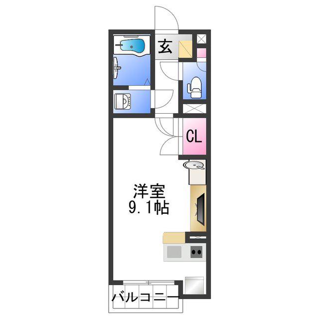 ミランダエスパーサ(ワンルーム/2階)の間取り写真