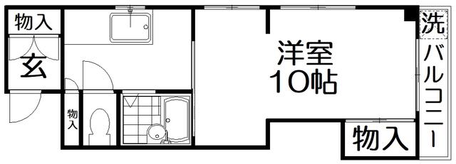 シャトーMIYUKI(1DK/3階)の間取り写真