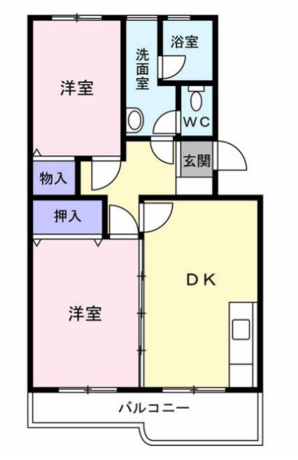 メイゾン会田2番館(2DK/2階)の間取り写真