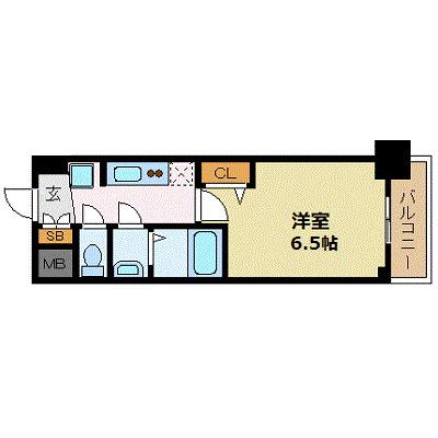 プレサンス新大阪イオリア(1K/2階)の間取り写真