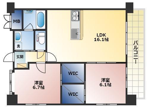 ニューガイア下曽根(2LDK/3階)の間取り写真