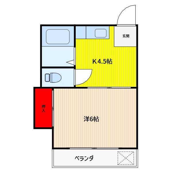 大沢ハイツ(1K/1階)の間取り写真