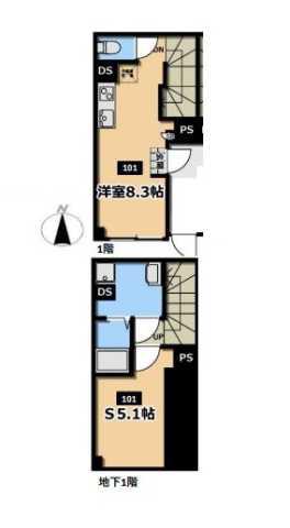 KI-FLAT 山吹町 ケイアイフラット(ワンルーム/B1階)の間取り写真