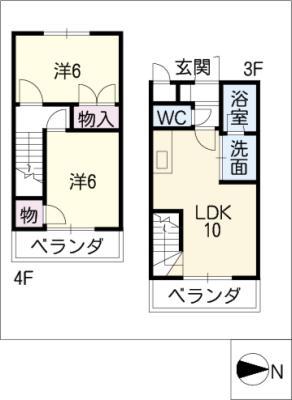 TFLATS(2LDK/4階)の間取り写真