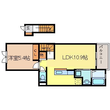アイラビスタ III(1LDK/2階)の間取り写真