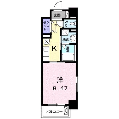 クラール花ノ宮(1K/6階)の間取り写真