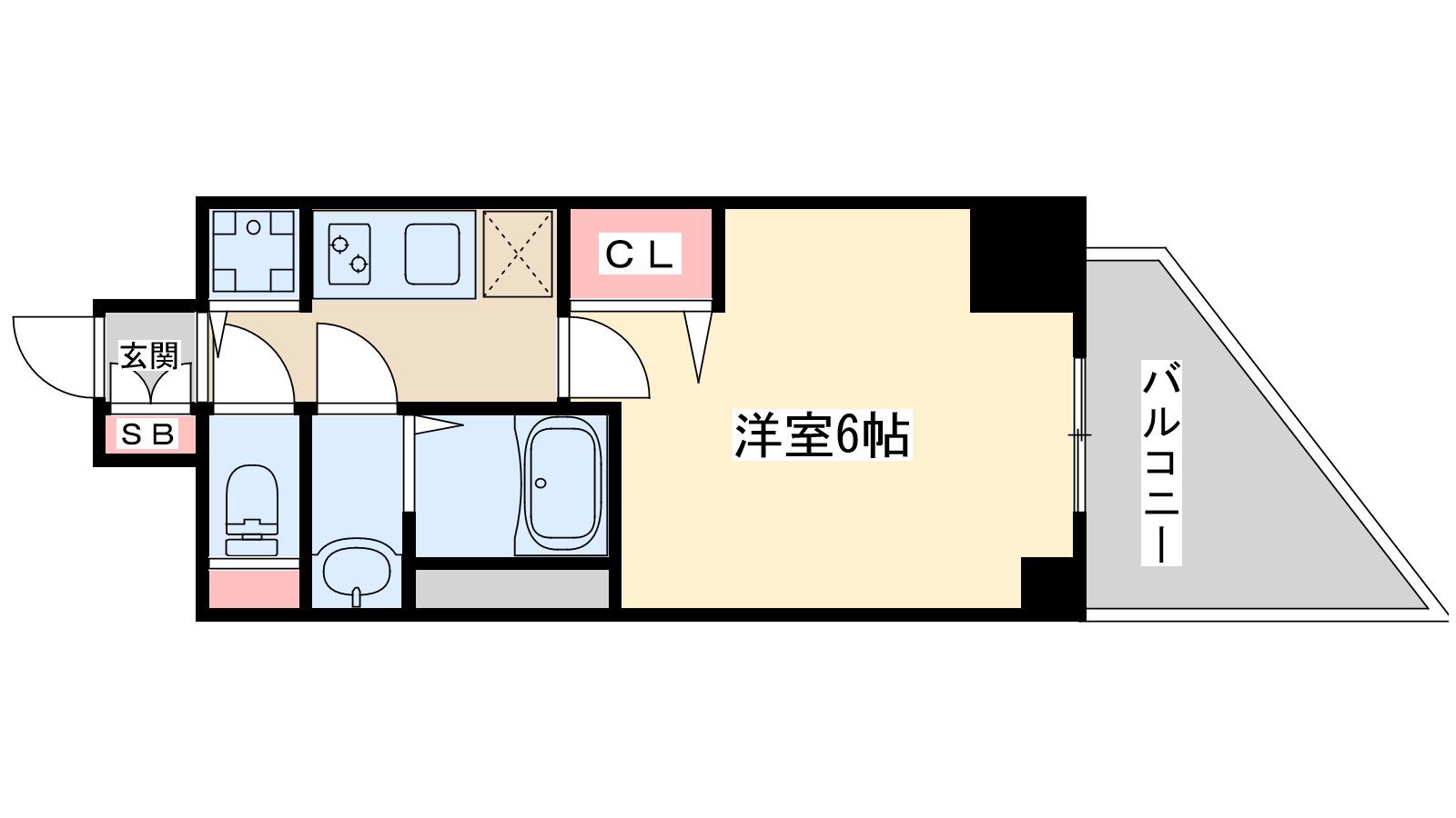 S-RESIDENCE堺筋町UNO(1K/5階)の間取り写真