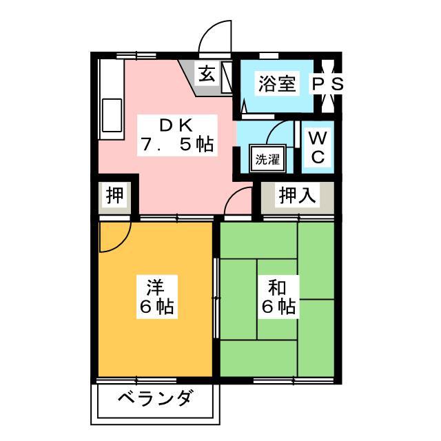 リヴェール(2DK/2階)の間取り写真
