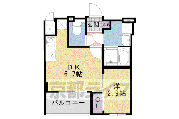 ソルテラスTHEKYOTO東寺(1DK/3階)の間取り写真