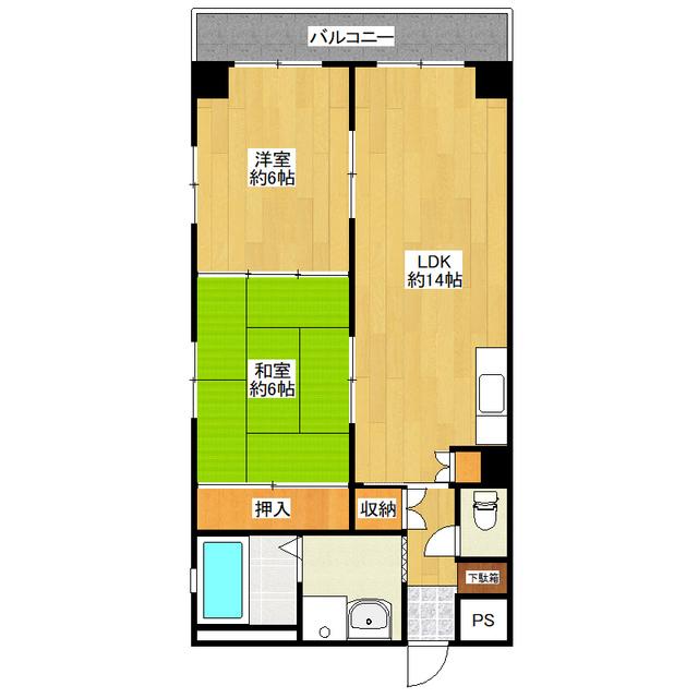 シティハイツ吉塚(2LDK/3階)の間取り写真