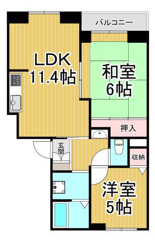 ブラン・ユーカリ B棟(2LDK/1階)の間取り写真