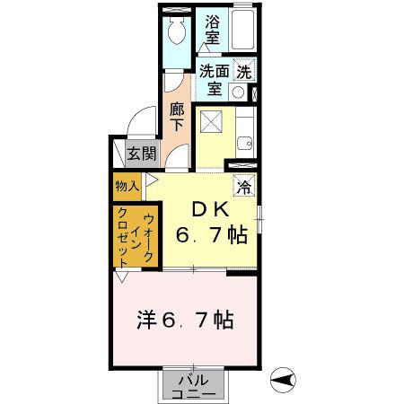 クレベール眞(1DK/2階)の間取り写真