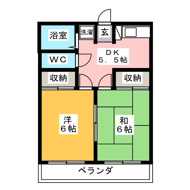 小井沼コーポ(2DK/2階)の間取り写真