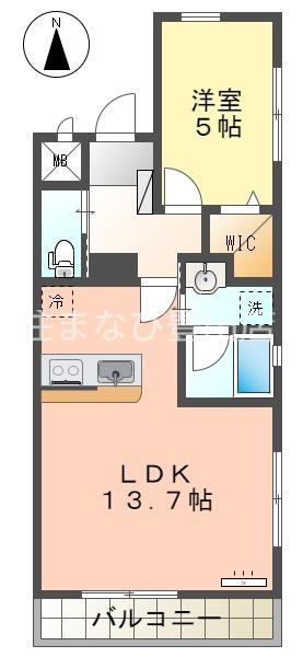 第三平野レジデンス(1LDK/2階)の間取り写真