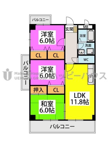 ディナスティVIII(3LDK/2階)の間取り写真