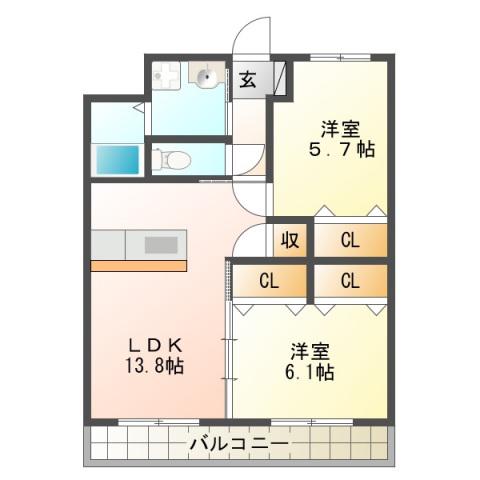 IBB6(2LDK/1階)の間取り写真